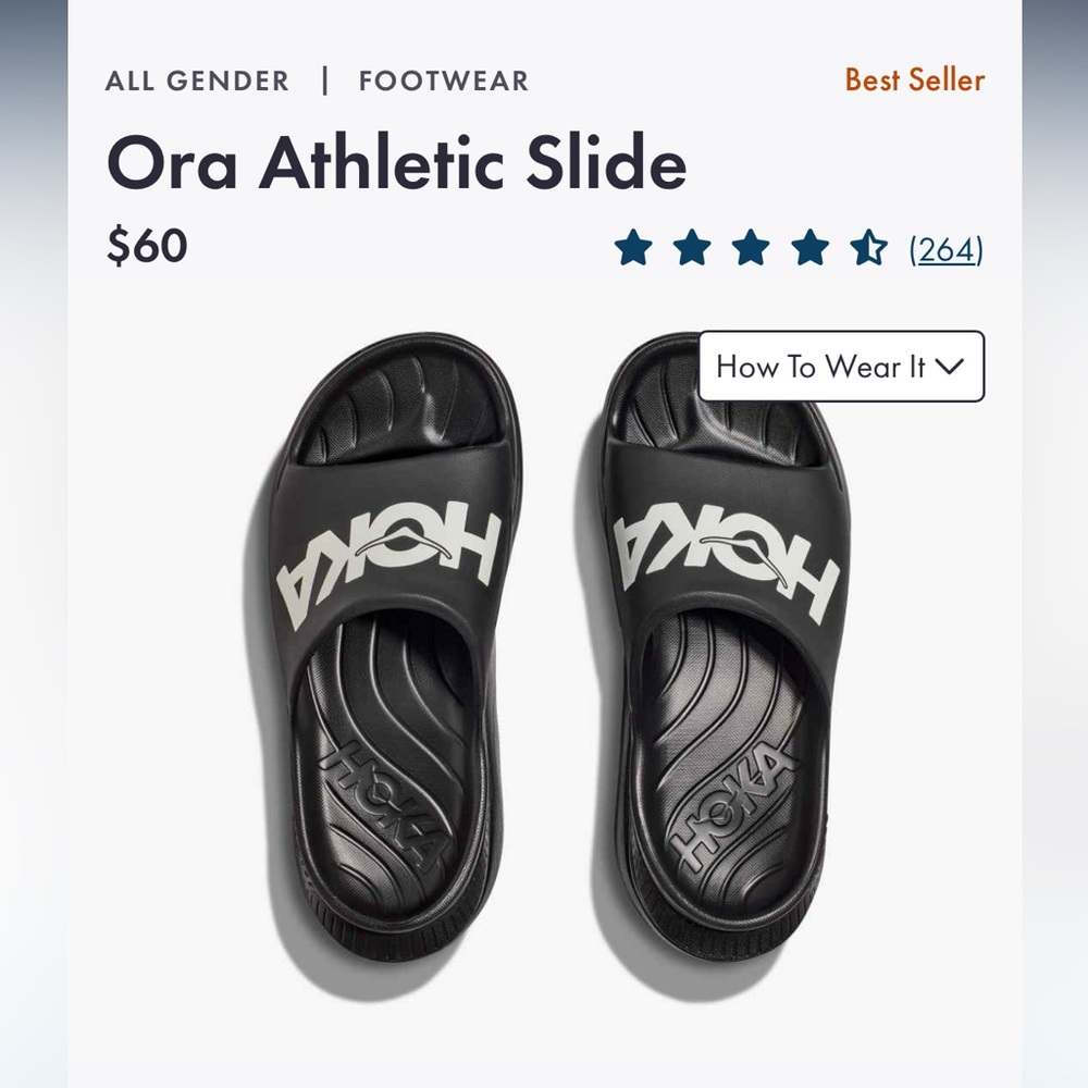 Hoka Ora Slide in Black with White Logo - Picture 5 of 14